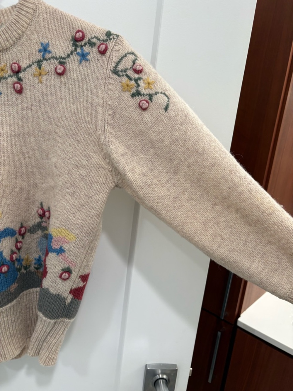 Vintage 90s Susan Bristol 100% Shetland Wool Dancing Ladies Knit Sweater Size S - Picture 6 of 14